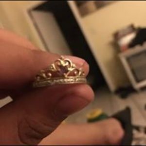 gold  princess ring, real diamond & crystal.